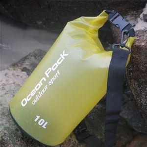 Outdoor Waterproof Single Shoulder Dry Bag Dry Sack PVC Barrel Bag  Capacity: 10L (Yellow)