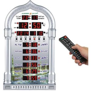 LCD Display Muslim AZAN Clock Prayer Church Alarm Clock  EU Plug(Silver)