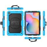 For Samsung Galaxy Tab S6 Lite P610 Shockproof Colorful Silicone + PC Protective Case with Holder & Shoulder Strap & Hand Strap & Pen Slot(Light Blue)