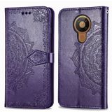 For Nokia 5.3 Mandala Flower Embossed Horizontal Flip Leather Case with Bracket / Card Slot / Wallet / Lanyard(Purple)