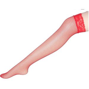 Sexy Linger Over Knee Socks Sexy Fishnet Lace Nylon Top Mesh Thigh High Stockings Pantyhose Long Tights(Red)