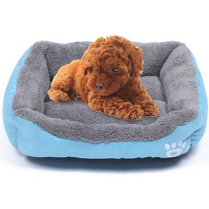 Candy Color Four Seasons Genuine Warm Pet Dog Kennel Mat Teddy Dog Mat  Size: S  43×32×10cm (Blue)