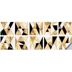 2 sets geometrische patroon trap wandtegel sticker fornuis water- en oliebestendige stickers  specificatie: L: 20x20cm (HT-016 zwart goud)