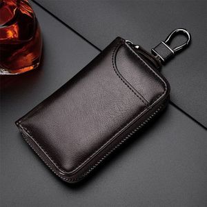 9105 Waist Hanging Large-capacity Zipper Leather Keys Holder Bag Multi-function Wallet (Coffee)