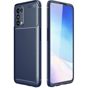 For OPPO Find X3 Carbon Fiber Texture Shockproof TPU Case(Blue)
