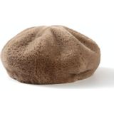 Autumn and Winter Beret Ladies Hats Plush Warmth Retro Painter Hat  Size: Adjustable(Caramel)