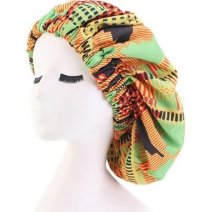 3 PCS TJM-434 Printed Double-Layer Night Hat With Satin Lining Elastic Wide Brim Headscarf Hat  Size: One Size Adjustable(Green)