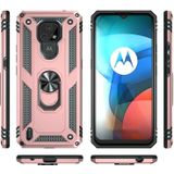 For Motorola Moto E7 Shockproof TPU + PC Protective Case with 360 Degree Rotating Holder(Rose Gold)