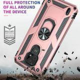 For Motorola Moto E7 Shockproof TPU + PC Protective Case with 360 Degree Rotating Holder(Rose Gold)