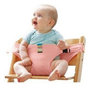 3PCS Chair Portable Seat Dining Lunch Chair Seat Safety Belt Stretch Wrap Feeding Chair Harness Seat Booster(Pink)