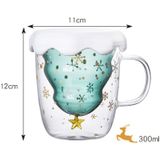 300ML Creative Double-Layer Glass Christmas Tree Star Water Cup