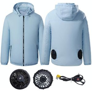 Outdoor Cooling Sun Protection Work Clothes with Fan  Size:XXXL(Light Blue)