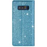 For Samsung Galaxy Note 8 Ultrathin Glitter Magnetic Horizontal Flip Leather Case with Holder & Card Slots(Sky Blue)