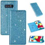 For Samsung Galaxy Note 8 Ultrathin Glitter Magnetic Horizontal Flip Leather Case with Holder & Card Slots(Sky Blue)