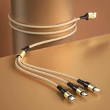 WK WDC-125 2.0A 3 in 1 USB to 8Pin + Micro USB + USB-C / Type-C Speedy Series Charging Cable  Length: 1.2m (Gold)