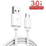 2 in 1 1m USB to Micro USB Data Cable + 30W QC 3.0 4 USB Interfaces Mobile Phone Tablet PC Universal Quick Charger Travel Charger Set  US Plug(White)
