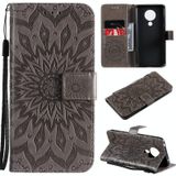 For Nokia 5.3 Sun Embossing Pattern Horizontal Flip Leather Case with Card Slot & Holder & Wallet & Lanyard(Grey)
