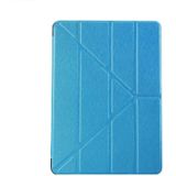 For iPad 9.7 (2018) & iPad 9.7 (2017) & iPad Air Silk Texture Horizontal Deformation Flip Leather Case with Three-folding Holder(Blue)