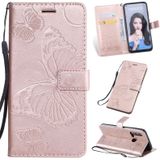 Pressed Printing Butterfly Pattern Horizontal Flip PU Leather Case with Holder & Card Slots & Wallet & Lanyard For Huawei P20 Lite 2019 / Nova 5i(Rose Gold)