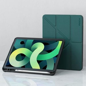 ROCK Touch Series PC + TPU Horizontal Flip Case with Holder & Pen Slot & Sleep / Wake-up Function For iPad Air (2020) 10.9(Dark Green)