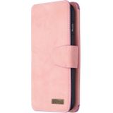 Detachable Frosted Magnetic Horizontal Flip Leather Case with Card Slots & Holder & Zipper Wallet & Photo Frame For iPhone 8 Plus / 7 Plus(Pink)