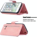 Detachable Frosted Magnetic Horizontal Flip Leather Case with Card Slots & Holder & Zipper Wallet & Photo Frame For iPhone 8 Plus / 7 Plus(Pink)