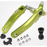 JIANKUN IXF Mountain Bike Hollow Crank Modified Single-plate Left and Right Cranks Crankshaft Bottom Axle  Style:Left and Right Crank+Bottom Bracket(Green)