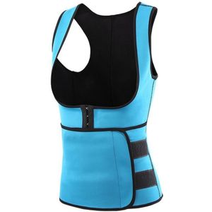 Breasted Shapers Corset Sweat-wicking Waistband Body Shaping Vest  Size:L(Blue)