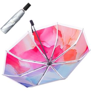 Illustrator Tri-Folding Umbrella Titanium Silver Glue Anti-Ultraviolet Folding Umbrella(Manual Halo)