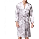 Men's Long Paragraph Silk Pajamas (Color:Grey Size:L)
