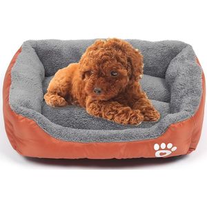 Candy Color Four Seasons Genuine Warm Pet Dog Kennel Mat Teddy Dog Mat  Size: M  54×42×12cm (Orange)