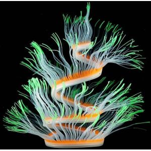 Aquarium Fish Tank Landscaping Decoration Silica Gel Simulation Software Coral Fluorescent Anemone  Size: 100cm(Green)