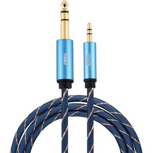 EMK 3.5mm Jack Male to 6.35mm Jack Male Gold Plated Connector Nylon Braid AUX Cable for Computer / X-BOX / PS3 / CD / DVD  Cable Length:1.5m(Dark Blue)