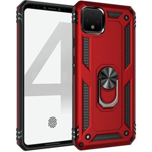 For Google Pixel 4 Shockproof TPU + PC Protective Case with 360 Degree Rotating Holder(Red)