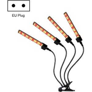 LED Clip Plant Light Timeline Remote Control Full Spectral Fill Light Vegetable Greenhouse Hydroponic Planting Dimming Light  Specification: Four Head EU Plug