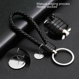 100 PCS Woven Leather Cord Keychain Car Pendant Leather Key Ring Baotou With Small Round Piece(Red)