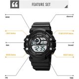 SKMEI 1778 Multifunction Dual Time Digital Display LED Luminous Men Sports Electronic Watch(Black White)