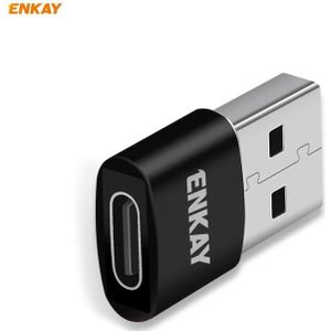 ENKAY ENK-AT105 USB Male to USB-C / Type-C Female Aluminium Alloy Adapter Converter  Support Quick Charging & Data Transmission(Black)