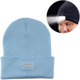 Unisex Warm Winter Polyacrylonitrile Knit Hat Adult Head Cap with 5 LED Light (Aqua Blue)