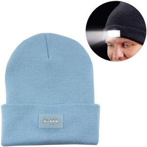 Unisex Warm Winter Polyacrylonitrile Knit Hat Adult Head Cap with 5 LED Light (Aqua Blue)