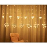 LED Heart-Shaped Decorative Lights Curtain Lights Holiday Dress String Lights  EU Plug(Warm White Light)