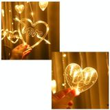 LED Heart-Shaped Decorative Lights Curtain Lights Holiday Dress String Lights  EU Plug(Warm White Light)