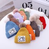 C0108 Smiley Children Knitted Hat Autumn and Winter Baby Woolen Hat Scarf Set(Blue)