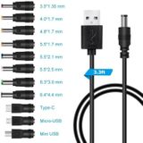 11 In 1 DC Power Cord USB Multi-Function Interchange Plug USB Charging Cable(Black)