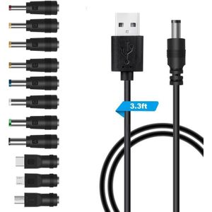 11 In 1 DC Power Cord USB Multi-Function Interchange Plug USB Charging Cable(Black)