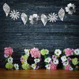 Hollow Flowers Leaves Wall Applique String Decoration Wedding Birthday Party Holiday Decoration  Style:Section A Hollow Flowers and Leaves(Gold)