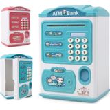 Simulation Password Fingerprint Sensor Unlocking Money Box Automatic Roll Money Safe ATM Piggy Bank(Blue)