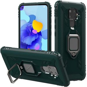 For Huawei nova 5i Pro / Mate 30 Lite / nova 5z Carbon Fiber Protective Case with 360 Degree Rotating Ring Holder(Green)