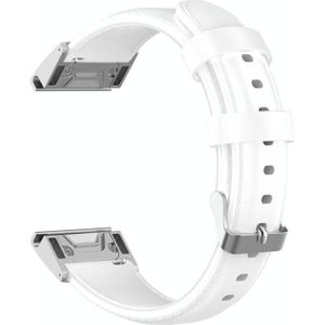 Voor Garmin Fenix 6 Oliewax Kalfsleer Quick Release Strap(Wit)