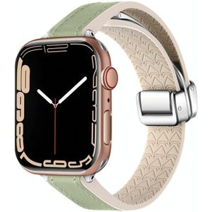 Voor Apple Watch Series 2 38 mm magnetische opvouwbare lederen siliconen horlogeband